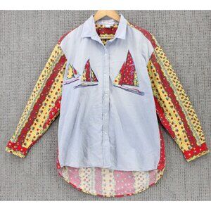 Vintage Casey Coleman Shirt Mens Large L Multicolor Nautical Striped Retro 90s